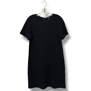 Eileen Fisher Organic Cotton Honeycomb Dress Knee Length Black Size Medium